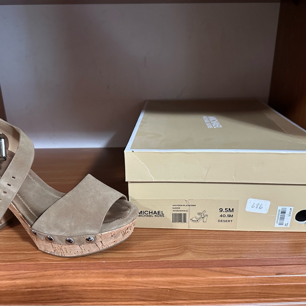 Michael Kors Desert Tan Wedge Sandals